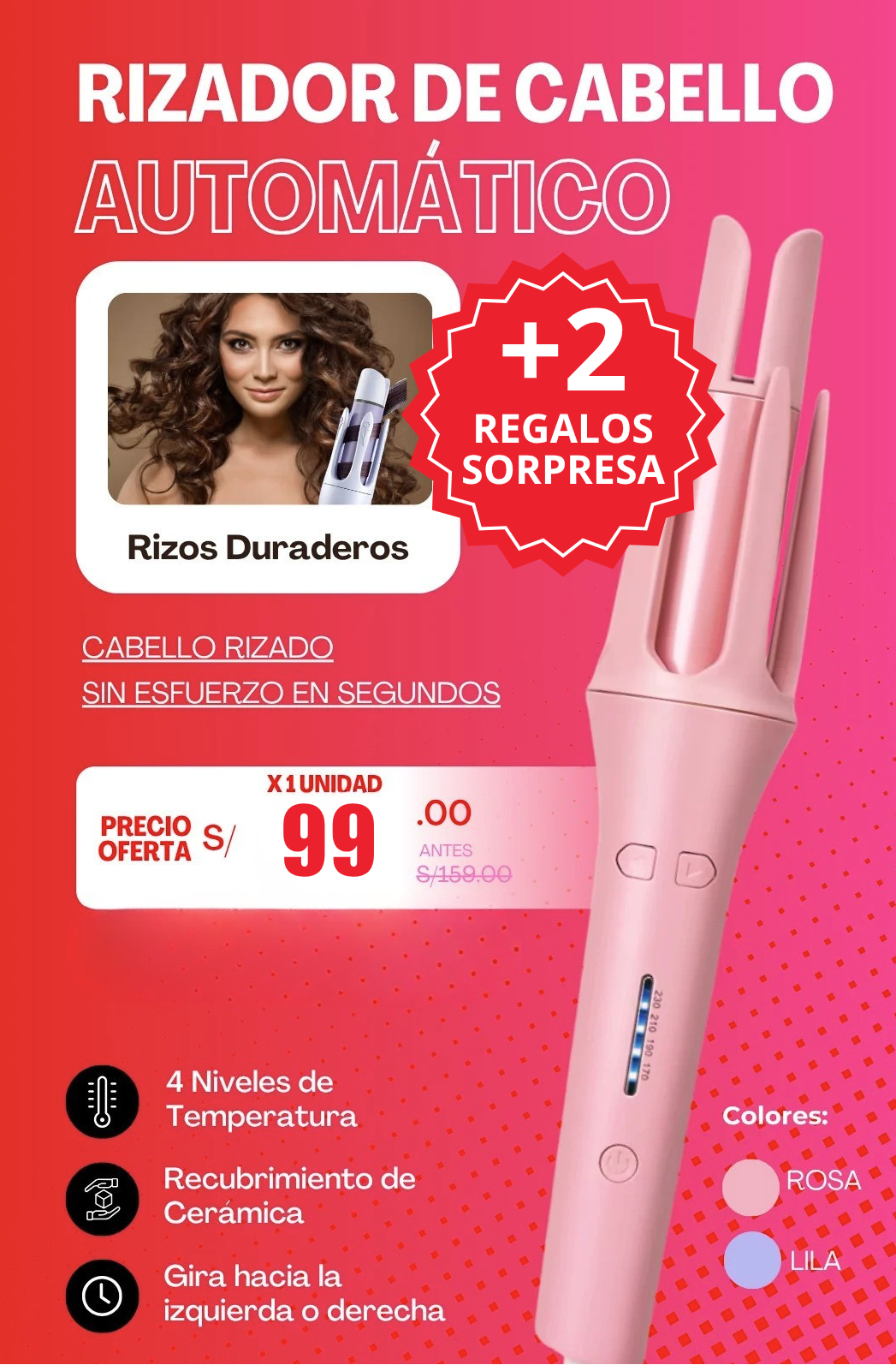RIZADOR DE CABELLO💖+2 REGALOS🥰🥰